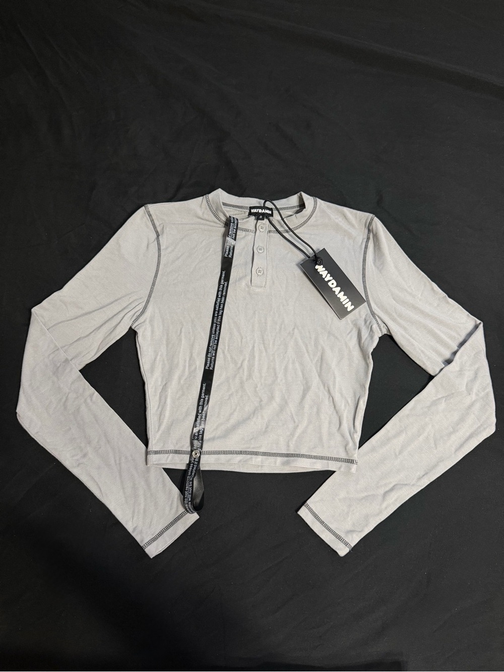 Waydamin Gray Long-Sleeve Crop Top
